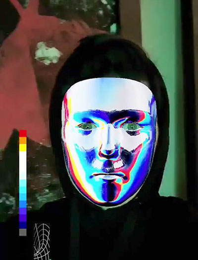 Instagramová maska ​​na príbeh - oceľová tvár